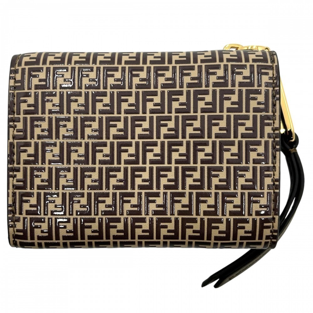 Fendi Trifold Wallet Zucchino Liberty Orlock Leather Brown